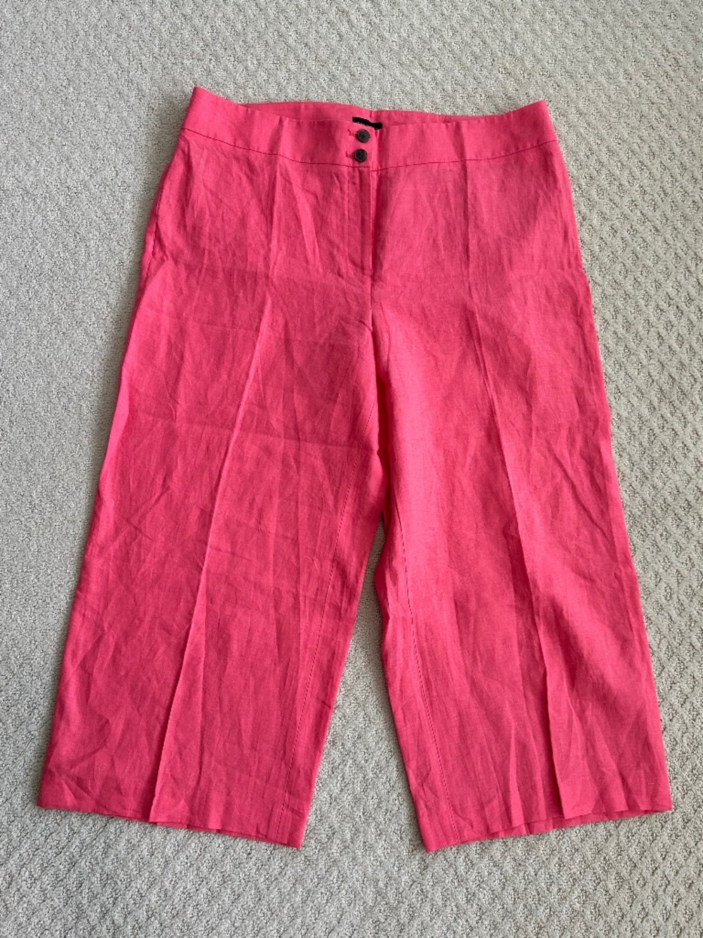 Talbots 100% Linen Wide-Leg Cropped Trousers Coral 16W Coastal Lightweight NWT